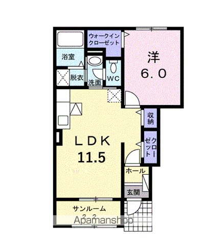 カーサ・ペイントレⅡ(1LDK/1階)の間取り写真