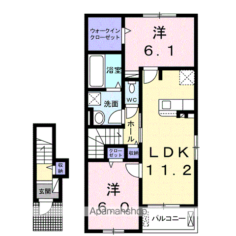 LAVIE CLAIR Ⅵ(2LDK/2階)の間取り写真