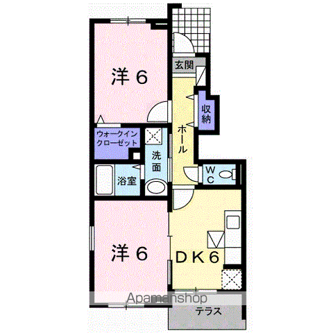 アヴァンツァート(2DK/1階)の間取り写真