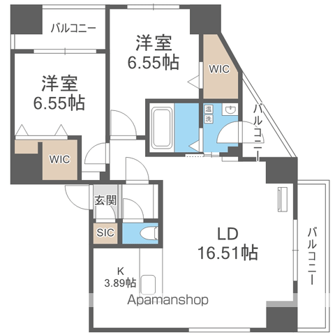 ウェルズN5(2LDK/10階)の間取り写真