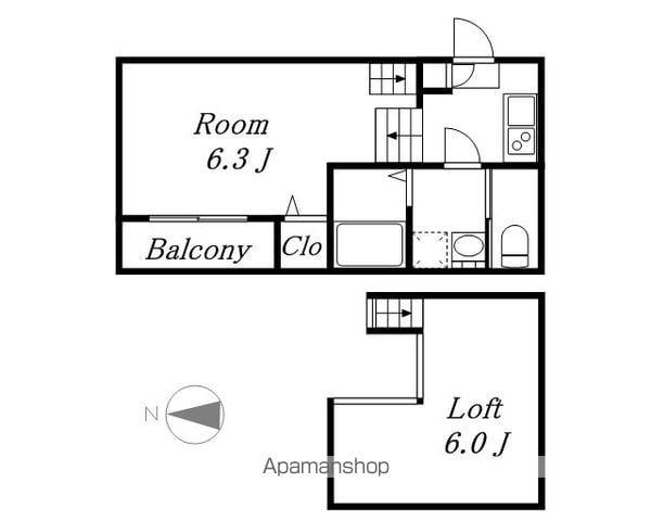 ハーモニーテラス黄金(ワンルーム/1階)の間取り写真