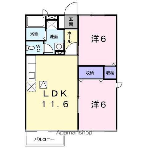 エスポワール船岡(2LDK/1階)の間取り写真