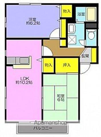 ピュアフィールドB棟(2LDK/2階)の間取り写真