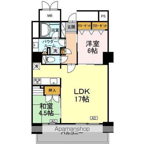 Dグラフォート・サウスマークタワー(2LDK/2階)の間取り写真