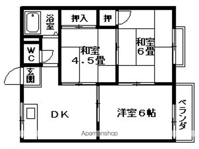 ささまハイツ(3DK/2階)の間取り写真