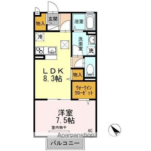 サニーガーデンA棟(1LDK/1階)の間取り写真