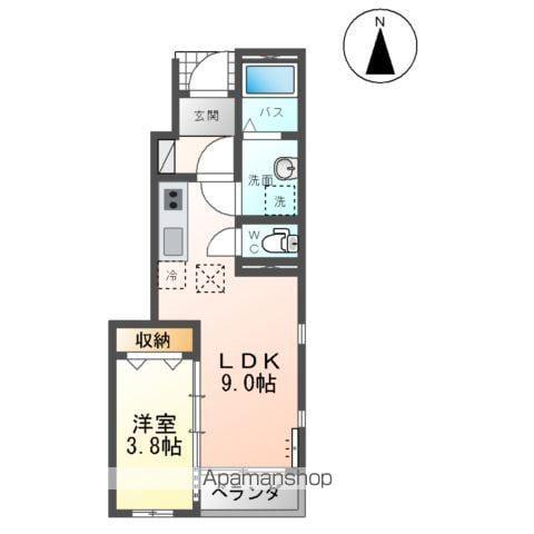 ル・シェヌ(1LDK/1階)の間取り写真