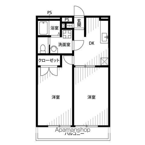 アムール K(2DK/1階)の間取り写真