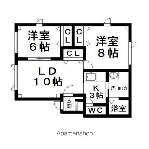 北口マンション3号館(2LDK/3階)の間取り写真