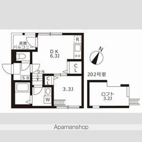 スカイキャッスルⅡ(1DK/2階)の間取り写真