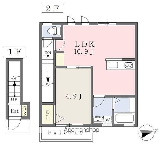 HYO-DORU(1LDK/2階)の間取り写真