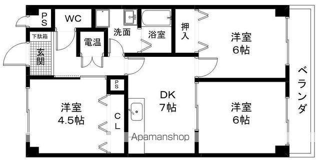 アーバンパレス(3DK/4階)の間取り写真