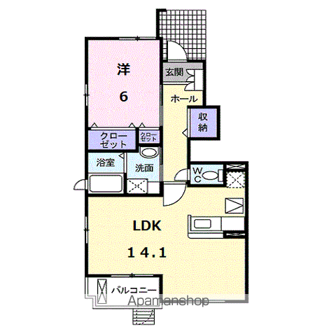 プレッソ フィオーレ(1LDK/1階)の間取り写真