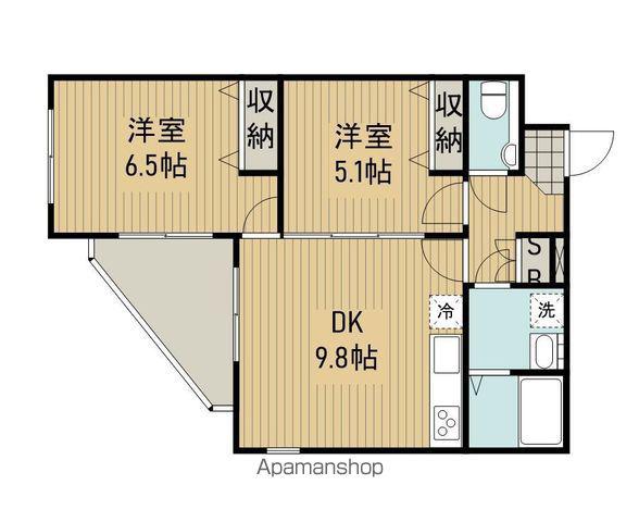 フォセット中野大和町(2DK/2階)の間取り写真