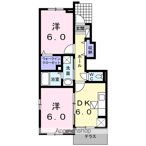 サン・スカイM Ⅲ(2DK/1階)の間取り写真