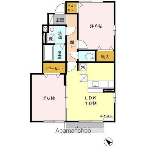 グランメール B(2LDK/1階)の間取り写真