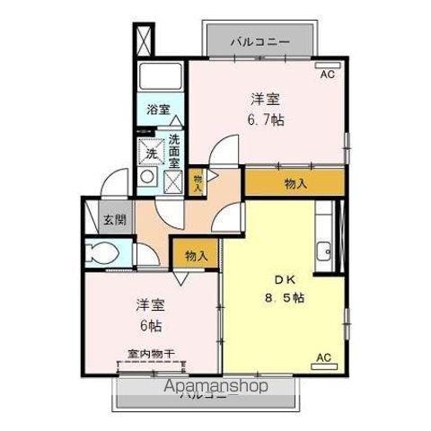 フォレストコートII(2DK/2階)の間取り写真