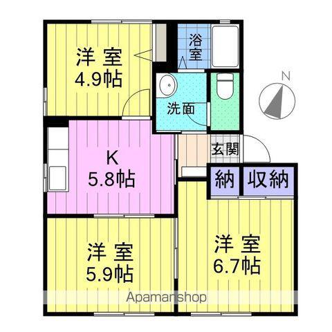 グリーンパークⅡ(3K/2階)の間取り写真