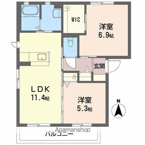トワアムールA棟(2LDK/1階)の間取り写真