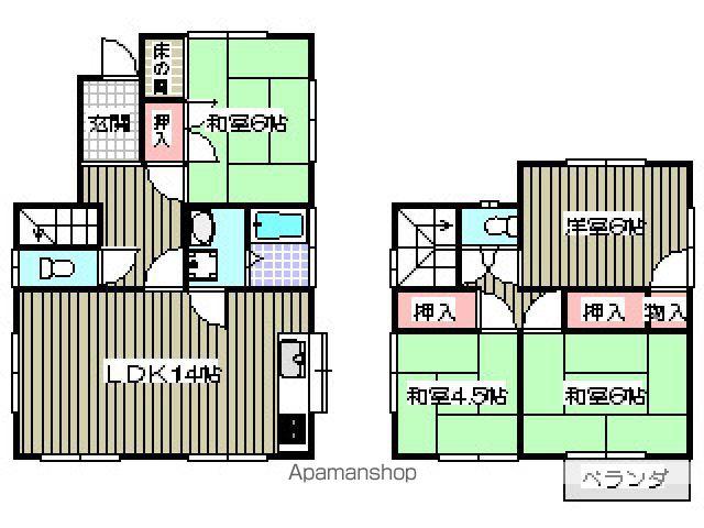 広島電鉄宮島線 商工センター入口駅 徒歩5分 2階建 築43年(4LDK)の間取り写真