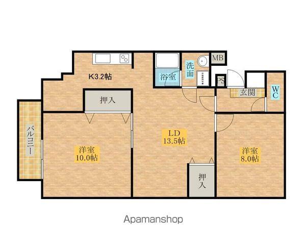 ロイヤルコーポ和泉鳥取(2LDK/2階)の間取り写真