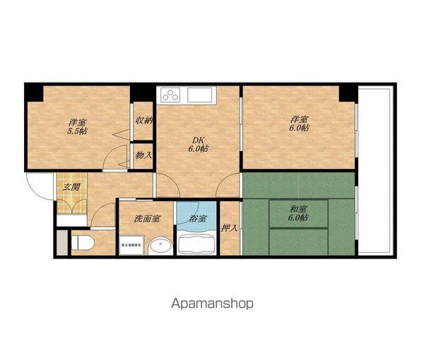 パストラーレ久米田(3DK/6階)の間取り写真