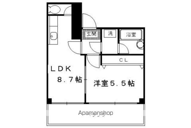 下京区西新屋敷太夫町マンション(1LDK/1階)の間取り写真