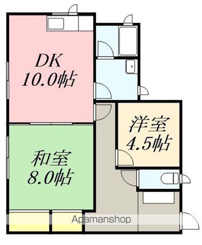 函館本線 五稜郭駅 徒歩46分 2階建 築38年(2DK)の間取り写真