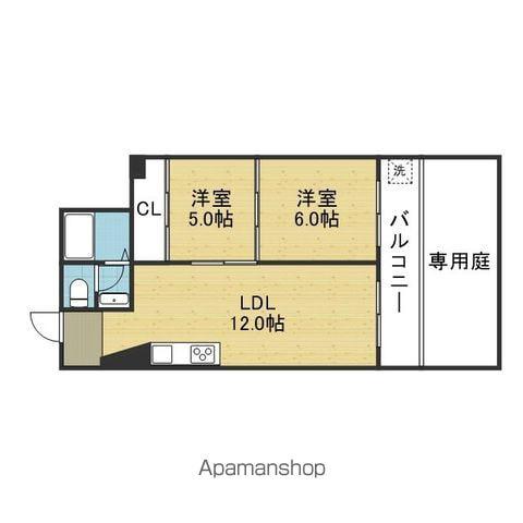 上之宮台ハイツ(2LDK/1階)の間取り写真