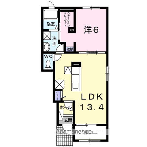 プロムナード2A(1LDK/1階)の間取り写真