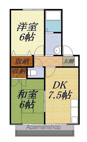 ボヌールII(2DK/2階)の間取り写真