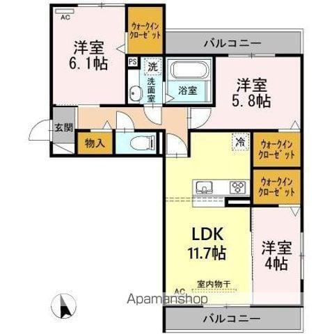 クレア上飯田(3LDK/3階)の間取り写真