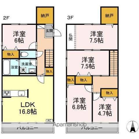 キャトルセゾン八幡(5LDK/2階)の間取り写真