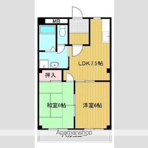 ロイヤルプレジオⅠ(2DK/3階)の間取り写真