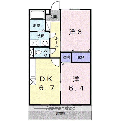 コーポ Y K Ⅰ(2DK/1階)の間取り写真
