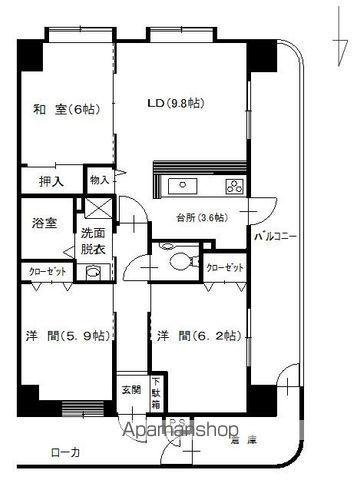 ジュエルミサワ11(3LDK/6階)の間取り写真