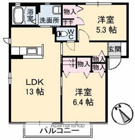 シャーメゾン末広(2LDK/1階)の間取り写真