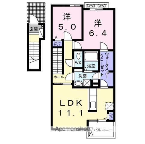 ヴィオラ Ⅲ(2LDK/2階)の間取り写真
