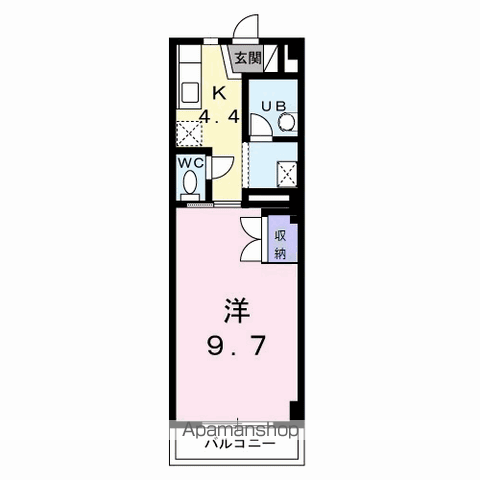 ベルエール(1K/1階)の間取り写真