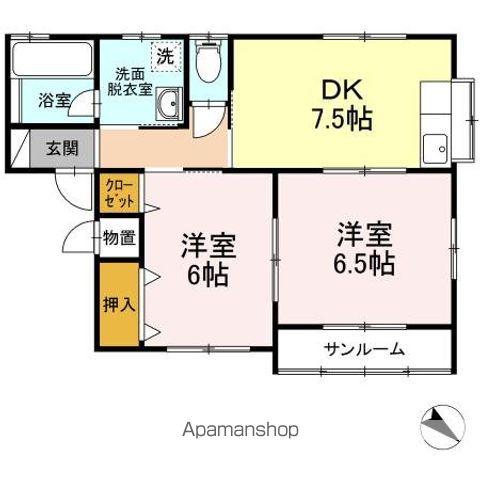 ニートハウス A(2DK/1階)の間取り写真