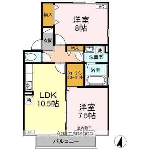 メゾンリヴェールB(2LDK/2階)の間取り写真