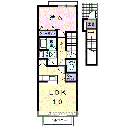 グランド ヒルズ(1LDK/2階)の間取り写真