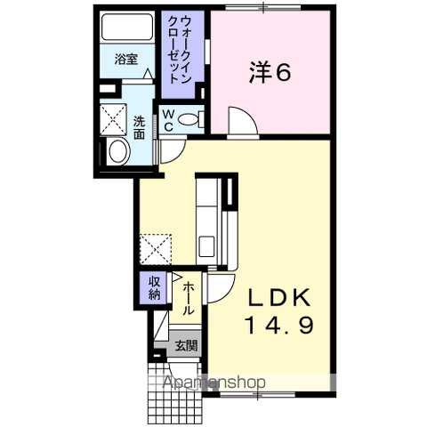 エターナリィ(1LDK/1階)の間取り写真
