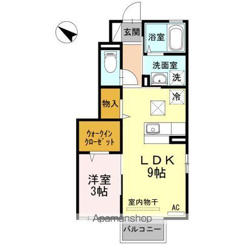 リベルテ三神峯(1LDK/1階)の間取り写真