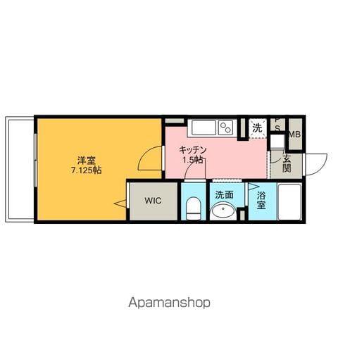 グランドソレイユBABA(1K/1階)の間取り写真