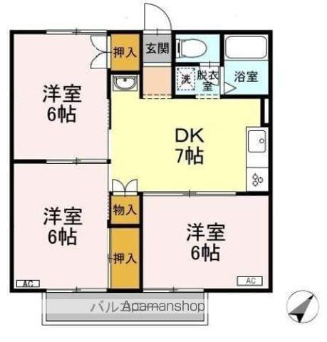 プレジール今枝(3DK/2階)の間取り写真