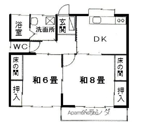 メイゾンタケウチB棟(2DK/2階)の間取り写真