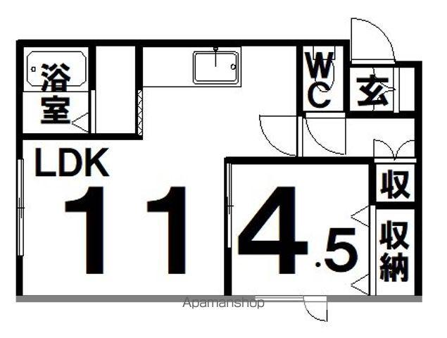 ヴォーンリッヒ緑ヶ岡(1LDK/1階)の間取り写真