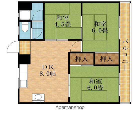 シャトー松原A棟(3DK/7階)の間取り写真