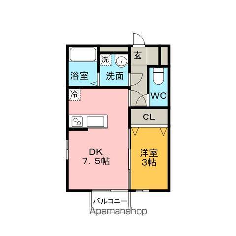 シャルマン・フローラ(1DK/1階)の間取り写真